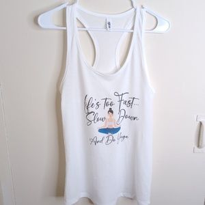 Women's Racerback Tank Yoga Motivation Design. Size Medium